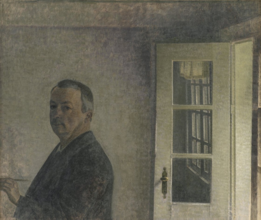 Vilhelm Hammershøi Autorretrato. La casa de campo Spurveskjul en Sorgenfri, al norte de Copenhague, 1911 (Self-Portrait. The Cottage Spurveskjul at Sorgenfri, North of Copenhagen) Óleo sobre lienzo. 126 x 149,5 cm SMK, National Gallery of Denmark, Copenhague