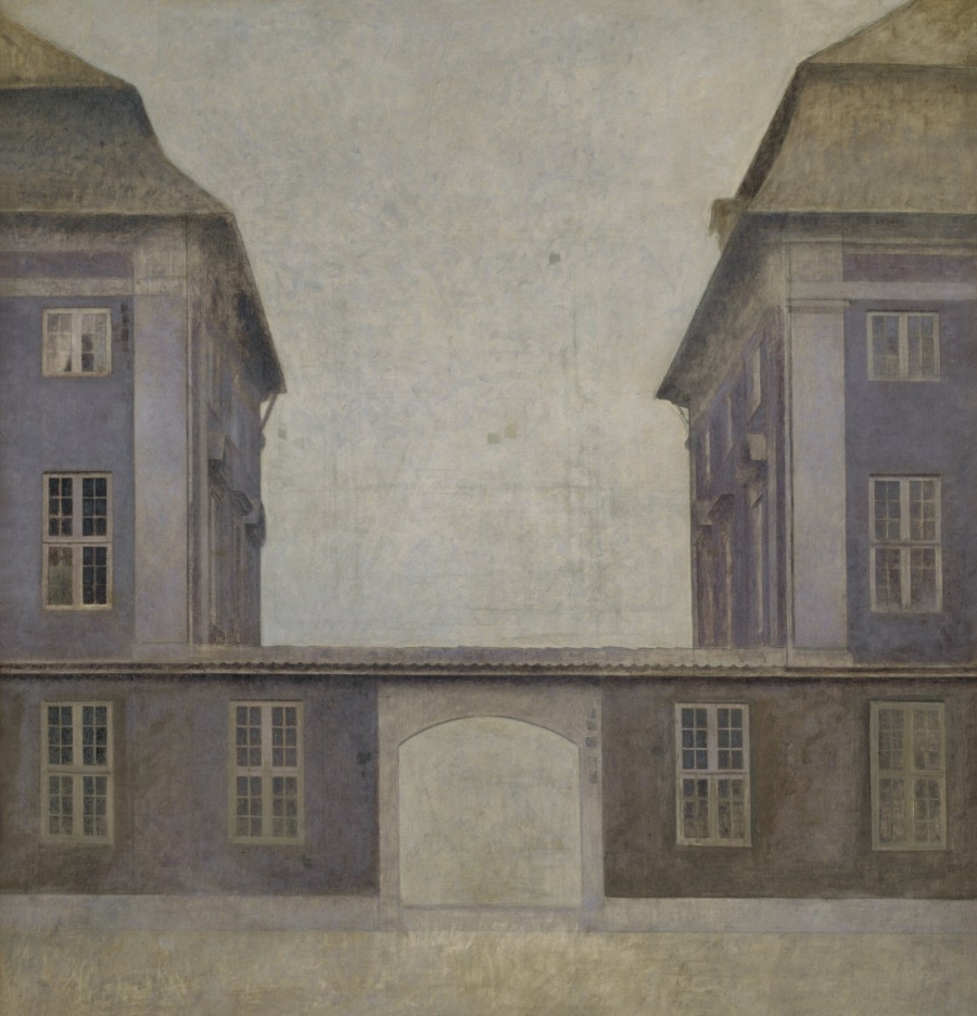 Vilhelm Hammershøi Los edificios de la Compañía Asiática, vistos desde la calle Sankt Annæ, Copenhague, 1902 (The Buildings of the Asiatic Company, Seen from Sankt Annæ Street) Óleo sobre lienzo. 146,5 x 140,5 cm SMK, National Gallery of Denmark, Copenhague