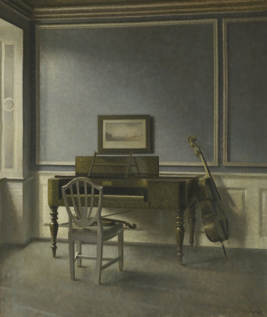 Vilhelm Hammershøi Interior. El cuarto de música, Strandgade 30, 1907 (Interior. The Music Room) Óleo sobre lienzo. 70 x 59 cm The Art Institute of Chicago, Joseph Winterbotham Collection