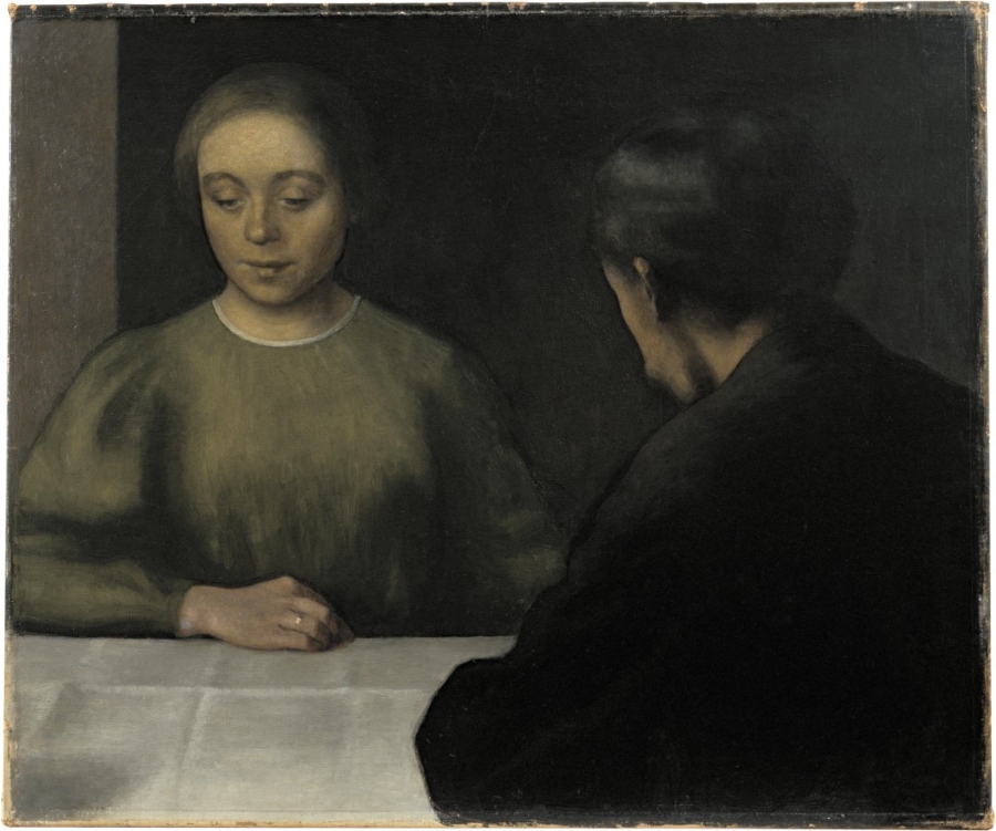 Vilhelm Hammershøi Retrato doble. El artista y su mujer, 1898 (Double Portrait. The Artist and his Wife) Óleo sobre lienzo. 71,5 x 86 cm ARoS, Aarhus