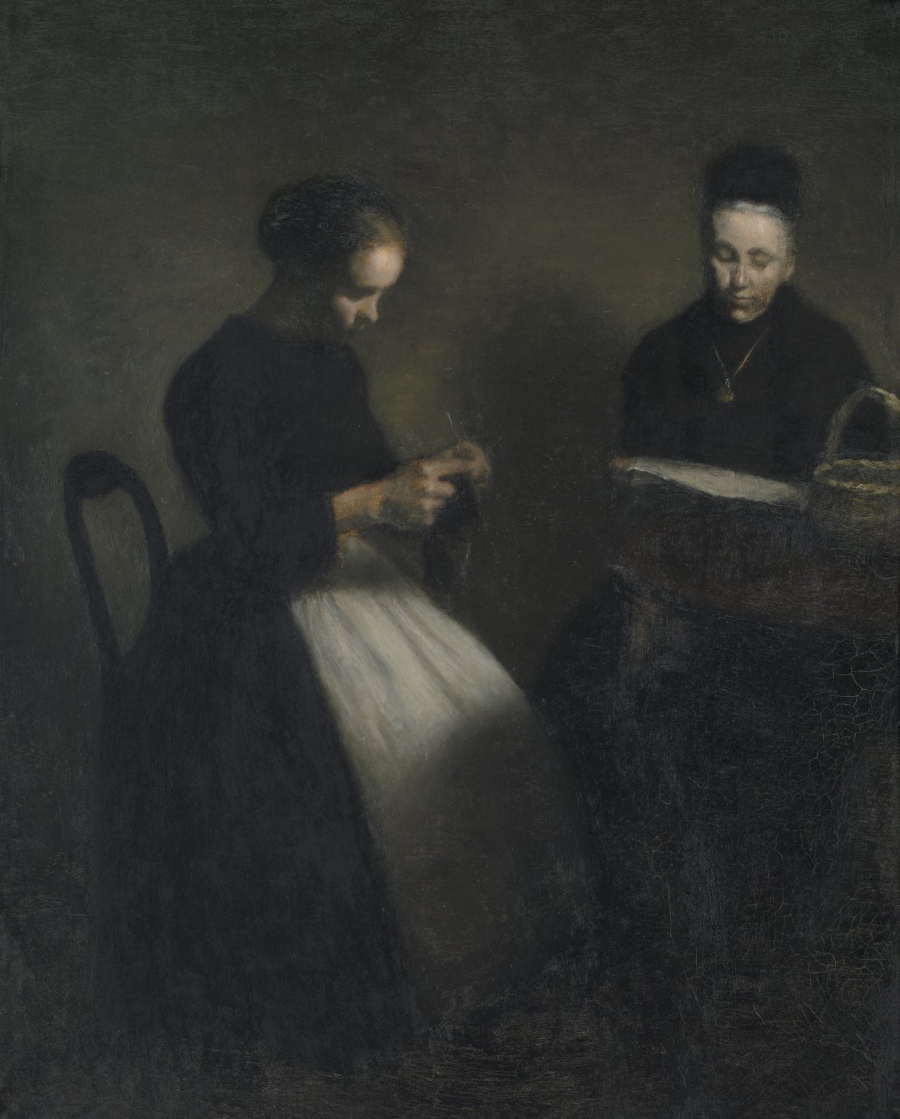 Vilhelm Hammershøi Tarde en la sala de estar. La madre y la mujer del artista, 1891 Evening in the Drawing Room. The Artist's Mother and Wife Óleo sobre lienzo. 63 x 49,5 cm SMK, National Gallery of Denmark, Copenhague