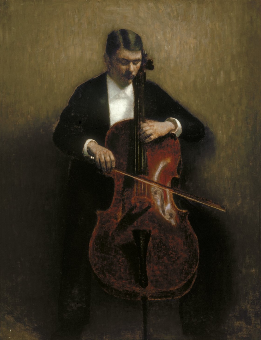 Vilhelm Hammershøi El violonchelista. Retrato de Henry Bramsen, 1893 (The Cello Player. Portrait of Henry Bramsen) Óleo sobre lienzo. 142 x 105,5 cm Kunstmuseum Brandts, Odense